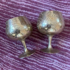 Two(2) Continental Plated Nickel Silver Goblets. Etched design.